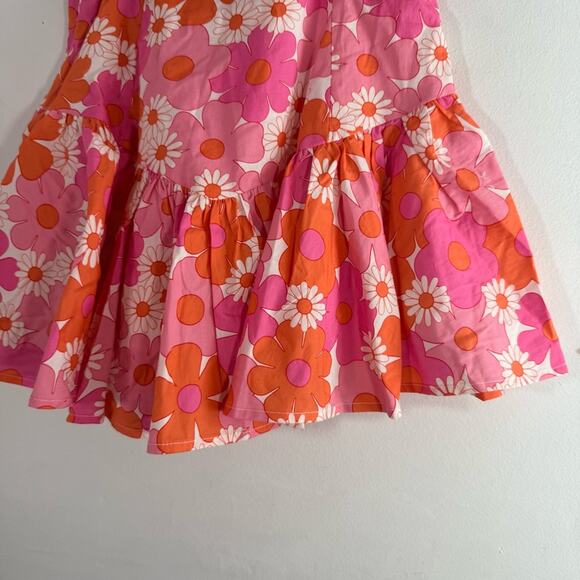 Collective The Label Pink Orange Floral Puff Sleeve Top Mini Skirt Set 0 Petite - Picture 5 of 13